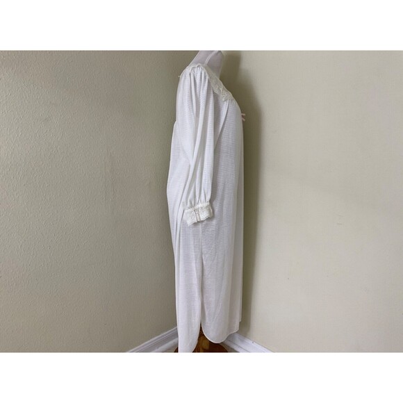 VTG LILY OF FRANCE Granny core Cottage core NIGHTGOWN SZ L Cream SATIN LACE - Picture 2 of 12